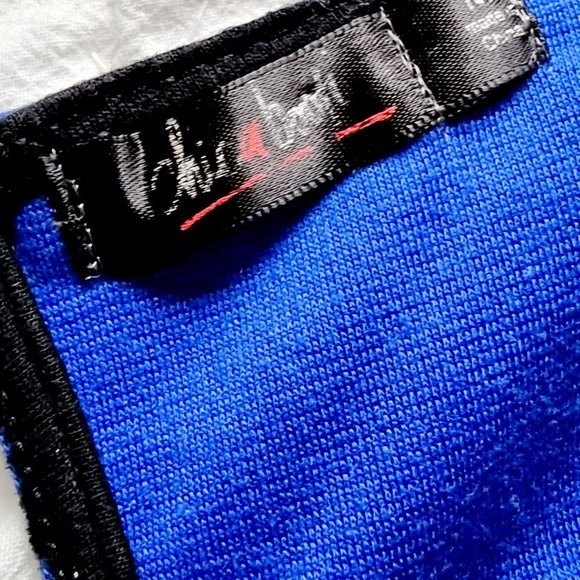 Chicaboom, black + blue, fit + flare, high neck, sleeveless, short dress - Picture 8 of 9